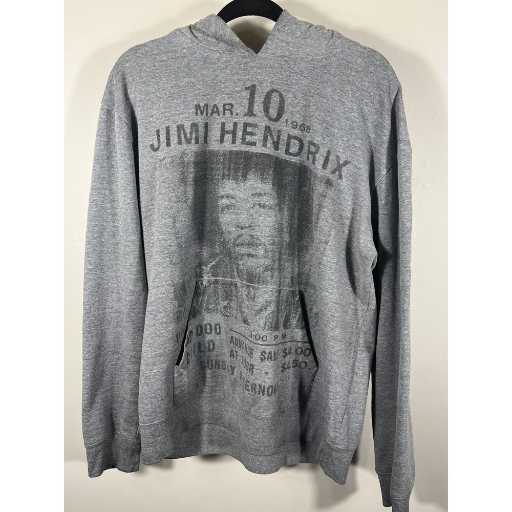Jimi Hendrix Hoodie Sweatshirt Mens XL Gray Stone Free Voodoo Child Graphic